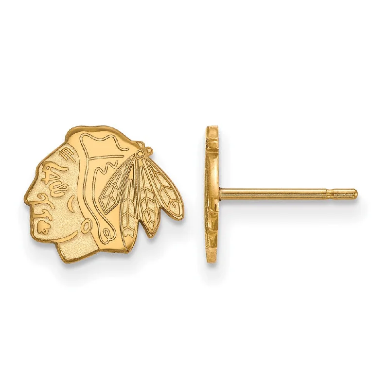 elegant gemstone earrings -14k Yellow Gold NHL Chicago Blackhawks XS Post Earrings