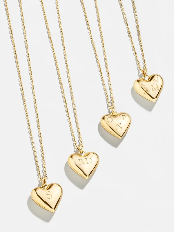 minimalistic gold necklaces for women -Puffy Heart 18K Gold Custom Pendant Necklace - Gold