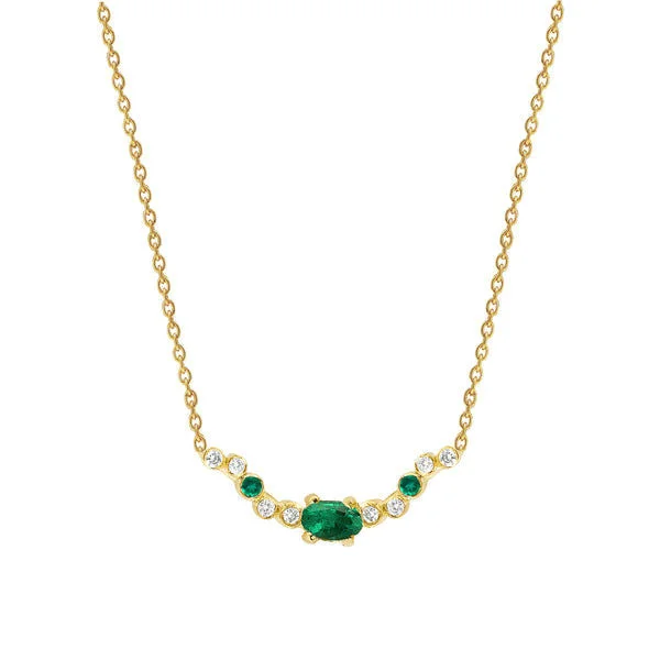 custom name necklaces for women -Seraphina Wing 18K Gold Necklace w. Emeralds & Diamonds