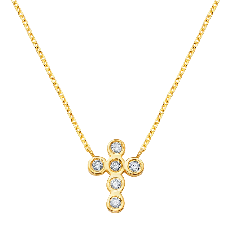 gemstone necklaces for women -Diamond Bezel Cross Necklace