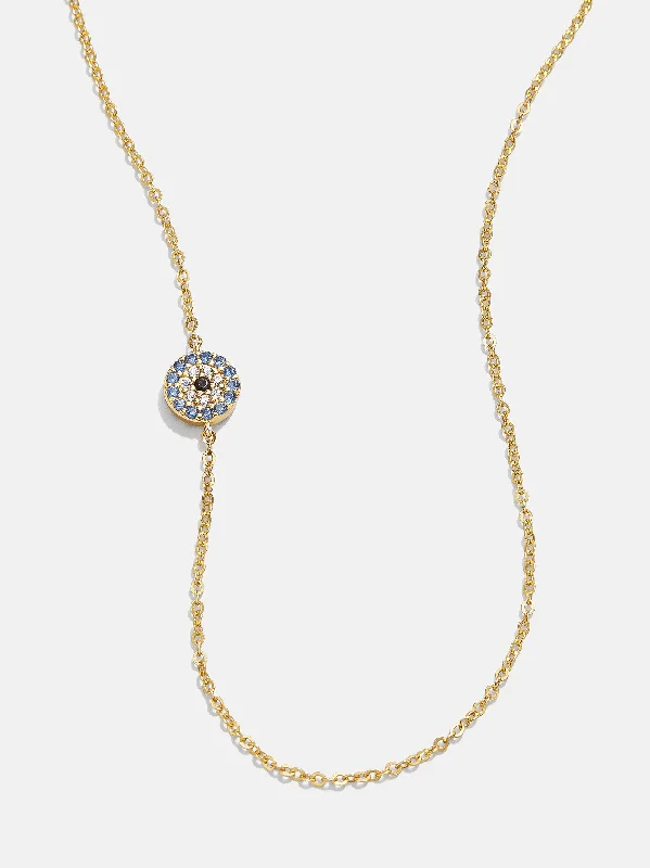 classic gold necklaces for women -18K Gold Asymmetrical Evil Eye Necklace - Evil Eye