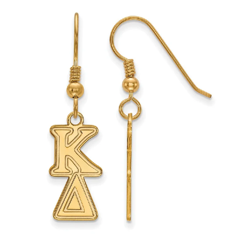 luxurious gold earrings for women -14K Plated Silver Kappa Delta Dangle Small Earrings