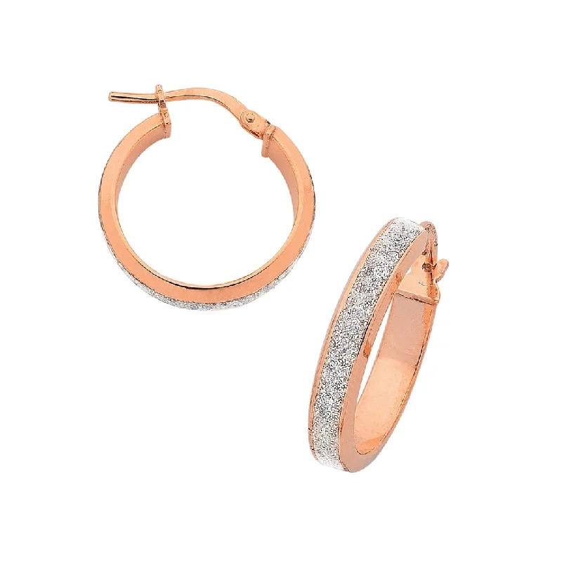 evening drop earrings for women -9ct Rose Gold Silver Infused Stardust Hoop Earrings