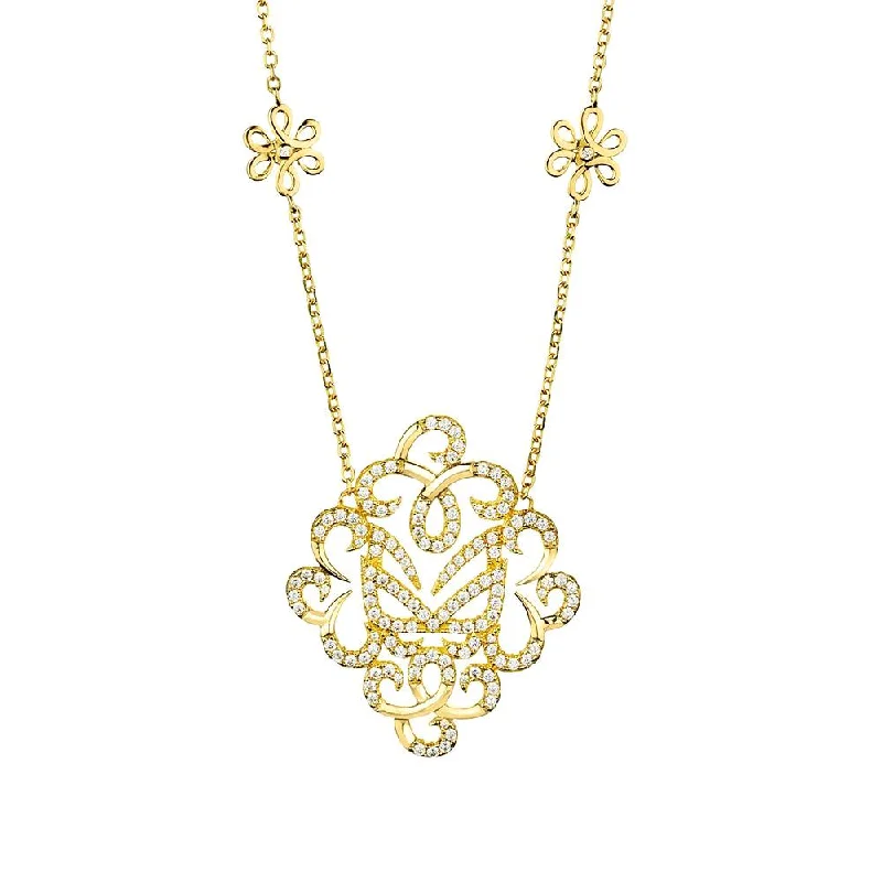 fashion pendant necklaces for women -Yellow Gold Fancy Necklace