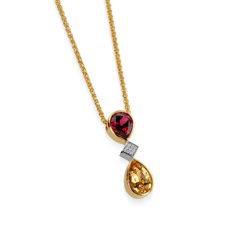 fashionable necklaces for women -Signature Imperial Topaz, Rhodolite Garnet, and Diamond Pendant Necklace