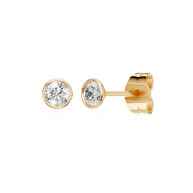 chic earrings for women -Martini Bezel Stud Earrings with 0.40ct of Laboratory Grown Diamonds in 9ct Yellow Gold