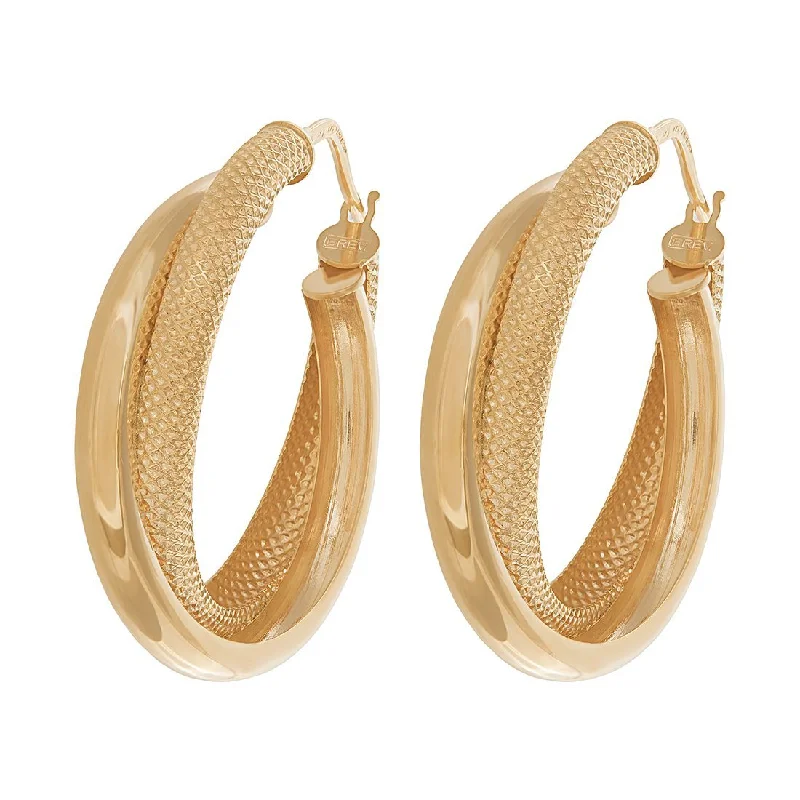 statement drop earrings for women -9ct Yellow Gold Double Hoop Earrings