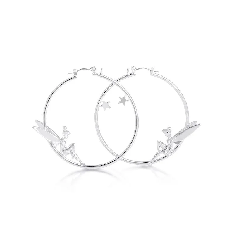 bridal hoop earrings for women -Disney Tinker Bell Silver Hoop Earrings