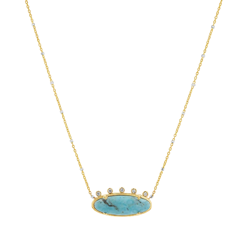 moonstone necklaces for women -Diamond Oval Turquoise Necklace