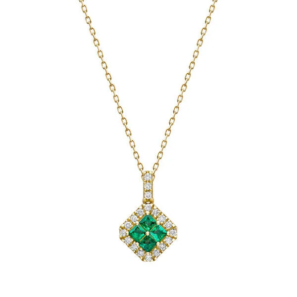 gold necklaces for women -Fortuna Verde 18K Gold Necklace w. Emeralds & Diamonds