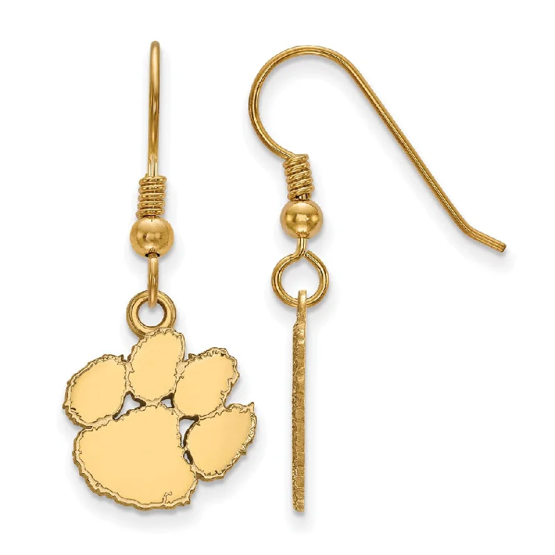 luxury diamond earrings for women -14k Gold Plated Silver Clemson University Small Dangle Earrings