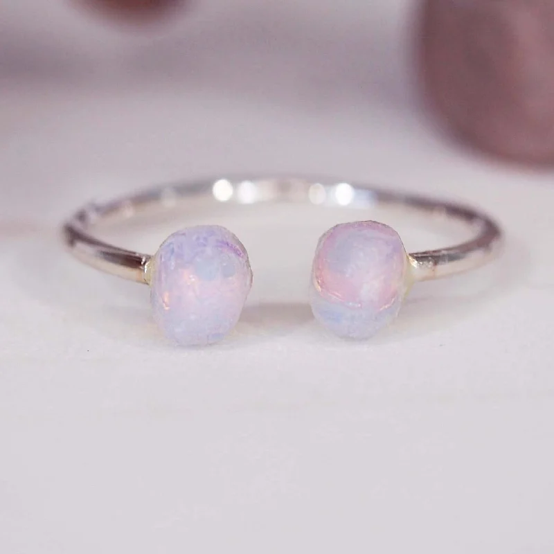 diamond wedding bands -Silver Little Raw Opal Ring