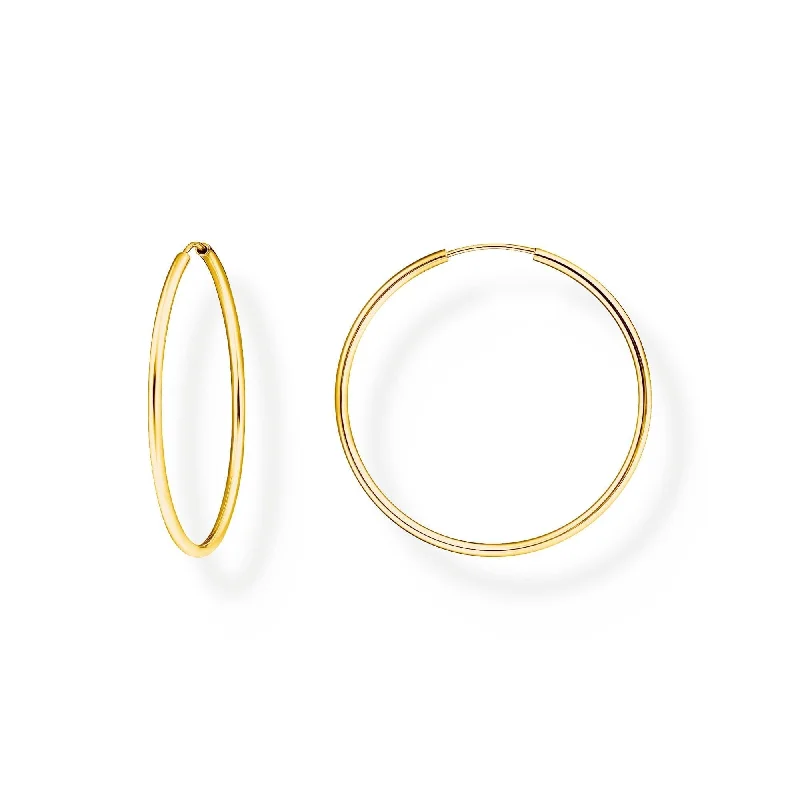 hoop earrings with diamonds -THOMAS SABO Medium Hoop Earrings Gold Plated