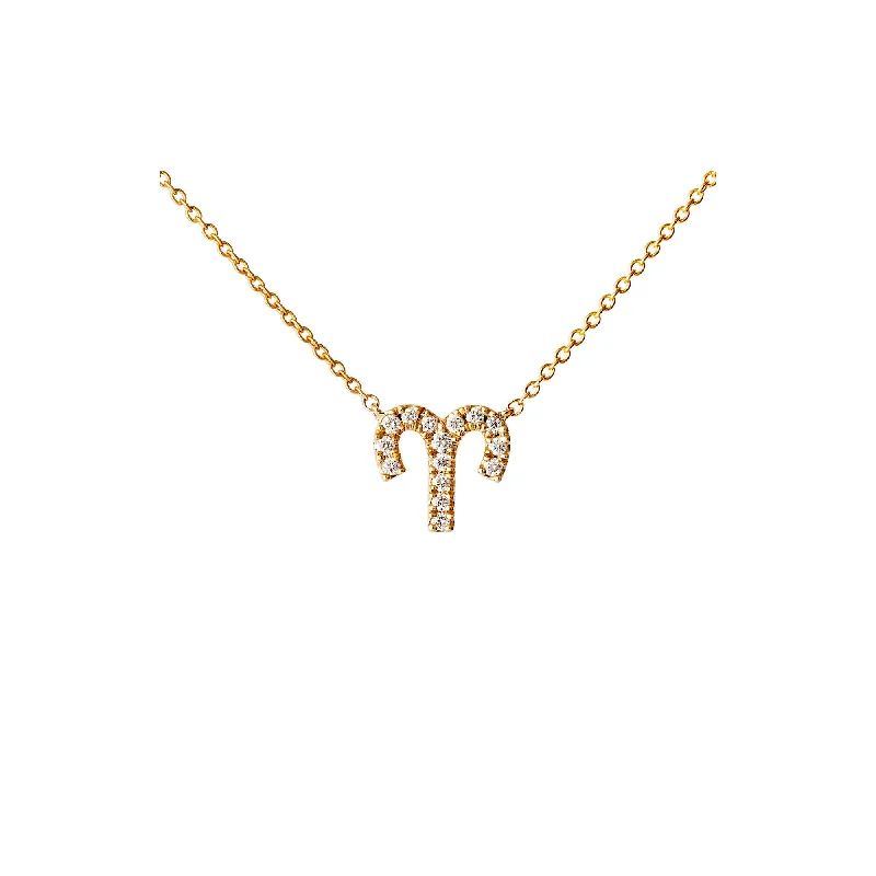 charm necklaces for women -Petit Sign Aries 18K Gold Necklace w. Diamonds