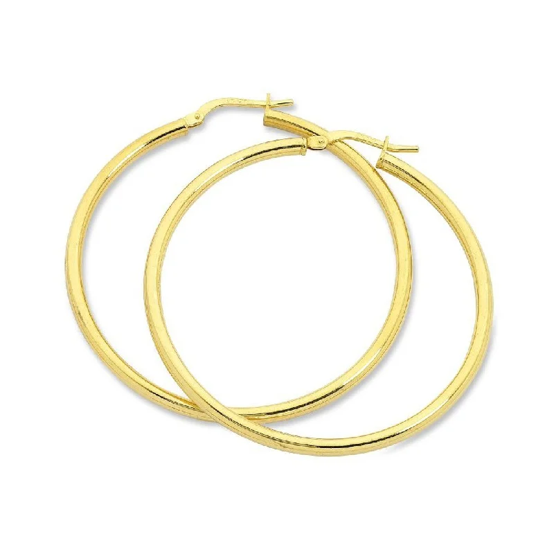 flower earrings for women -9ct Yellow Gold Silver Infused Plain Hoop Earrings 30mm