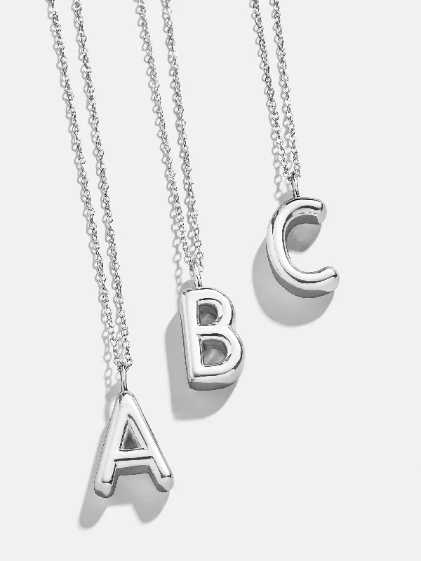 diamond pendant necklaces for women -Classic Custom Silver Initial Necklace - Silver