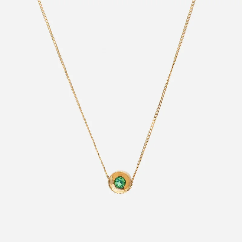 layered gemstone necklaces for women -Spot 10K Necklace w. 2,5mm Emerald