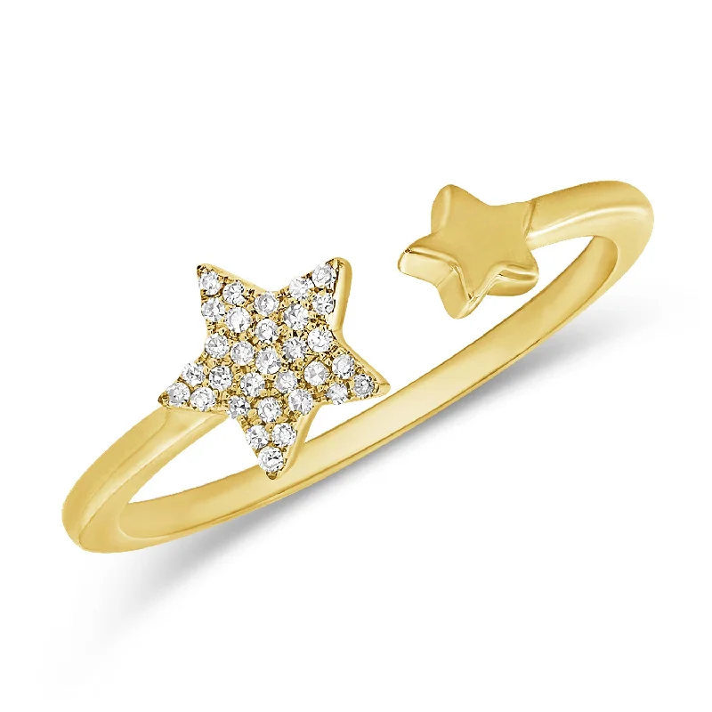 luxury rings for women -14K GOLD DIAMOND IRIS STAR RING