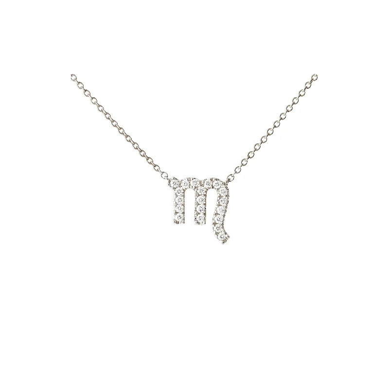 minimalistic silver necklaces for women -Petit Sign Scorpio 18K Whitegold Necklace w. Diamonds