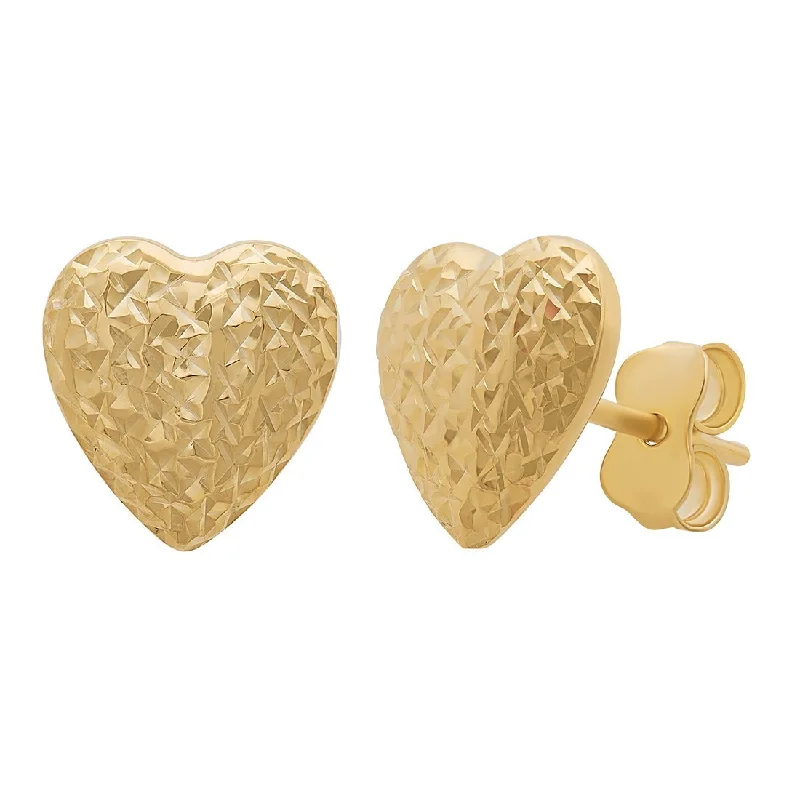 vintage earrings for women -9ct Yellow Gold Silver Infused Heart Stud Earring