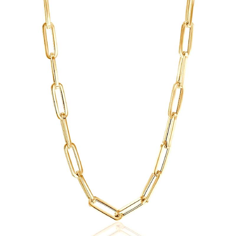 gold bar necklaces for women -14K Grand Paper Clip Chain