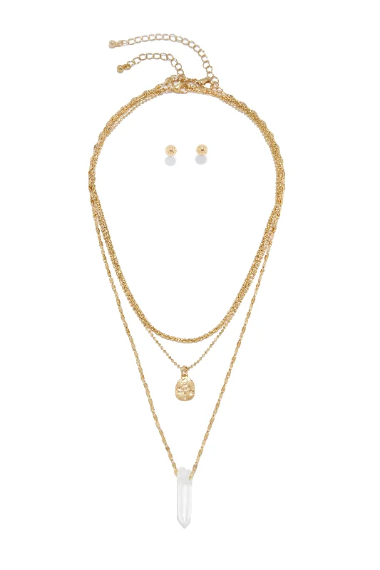 chic necklaces for women -Deymara Necklace and Earring Set - Gold