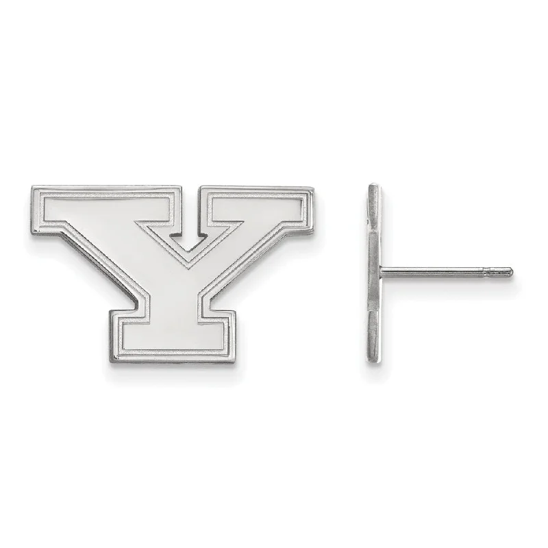 personalized earrings for women -10k White Gold Youngstown State Small Post Earrings