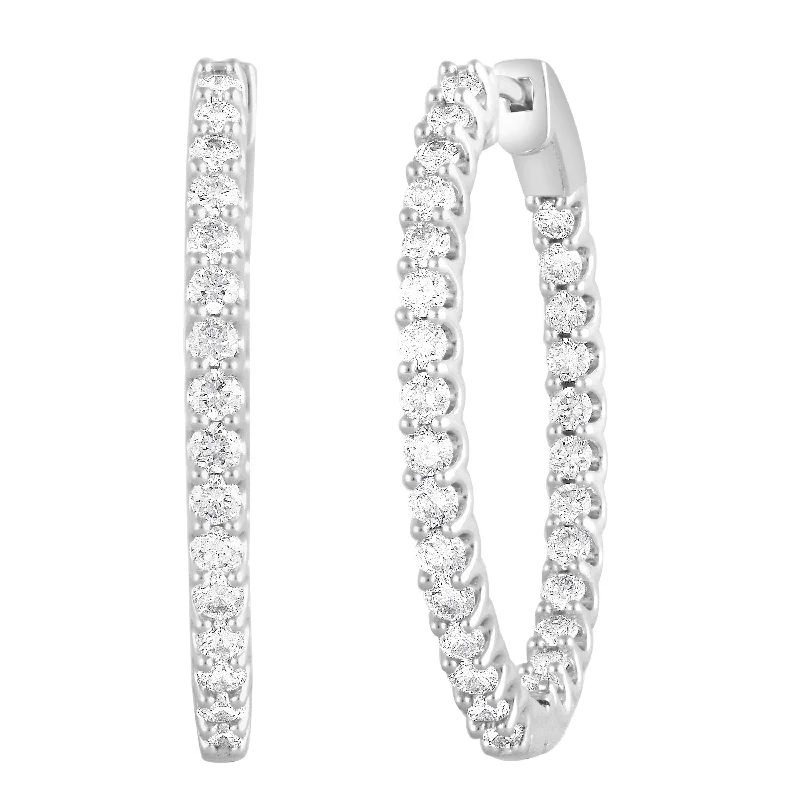 statement earrings for women -Mirage Hoop Earrings with 2.00ct of Laboratory Grown Diamonds in Sterling Silver and Platinum