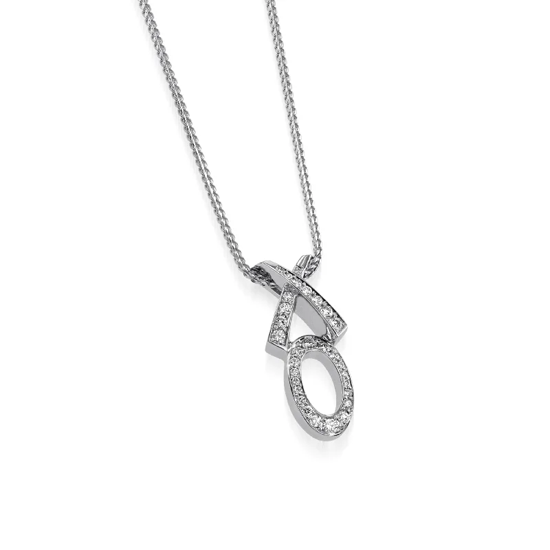 minimalistic silver necklaces for women -Paris X/O Pave Pendant Necklace