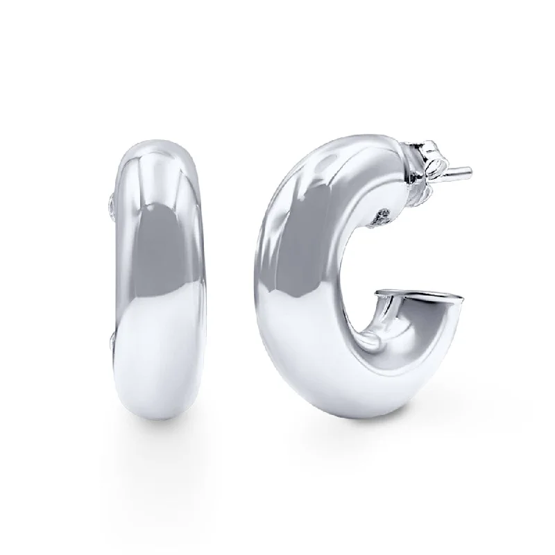 fun earrings for women -Large Chunky 25mm Earrings in Sterling Silver