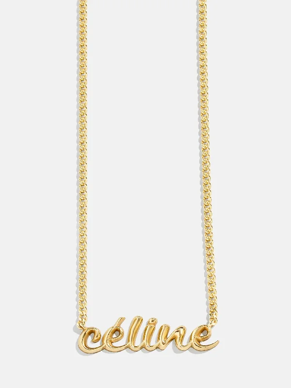 dainty gold necklaces for women -18K Gold Curb Chain Custom Nameplate Necklace - Gold