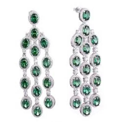 birthday gift earrings for women -Gina Liano Green with Envy Chandelier Earrings