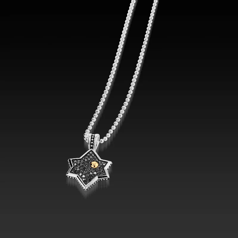 wedding necklaces for women -Matrix Black Diamond Star of David Pendant Necklace