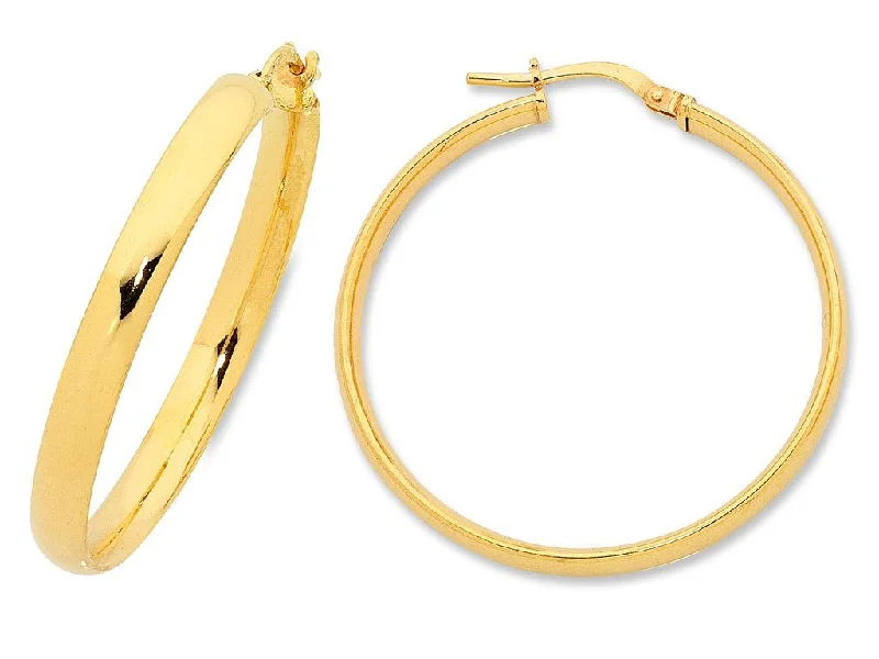 pearl earrings for women -9ct Yellow Gold Silver Infused Half Round Hoop Earrings