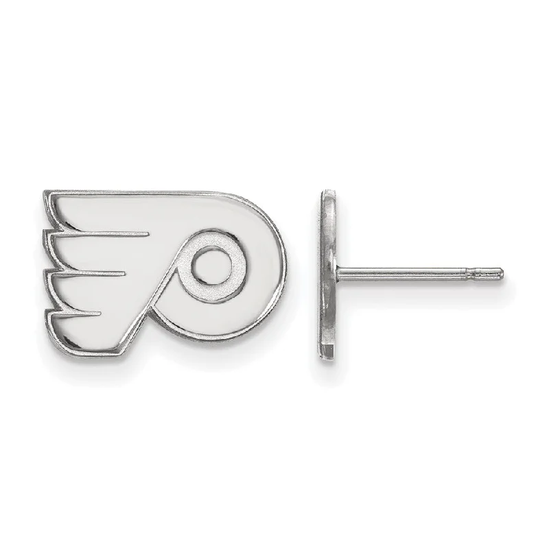 modern earrings for women -14k White Gold NHL Philadelphia Flyers XS Post Earrings