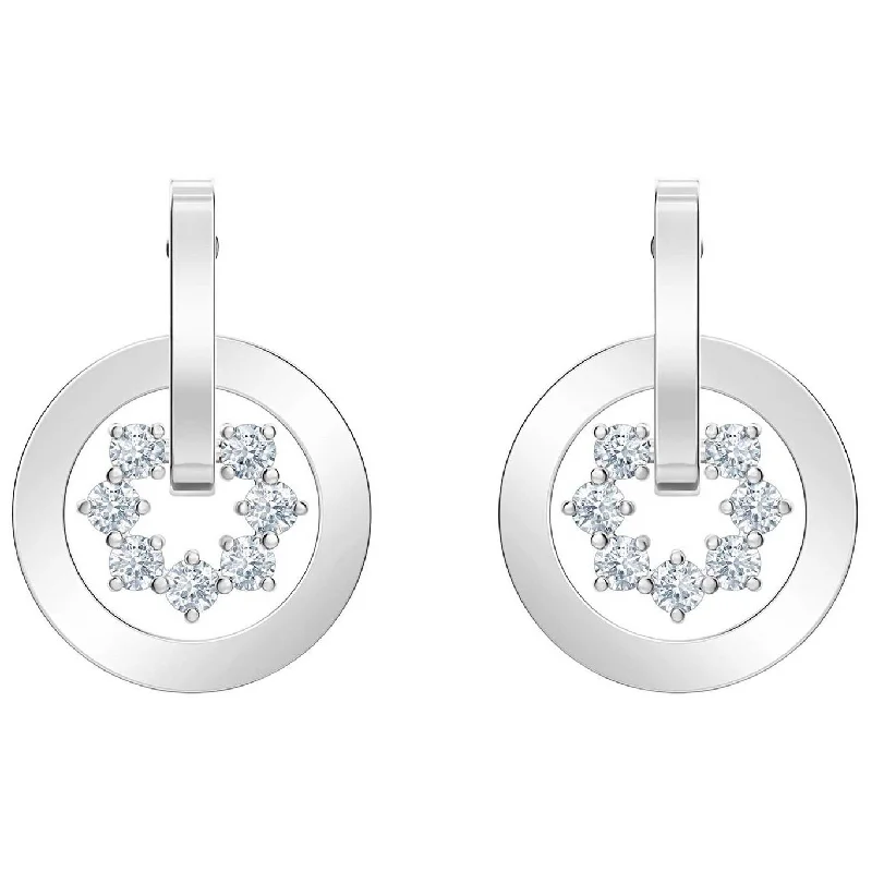 stylish pearl earrings for women -Swarovski Further Drop Circle