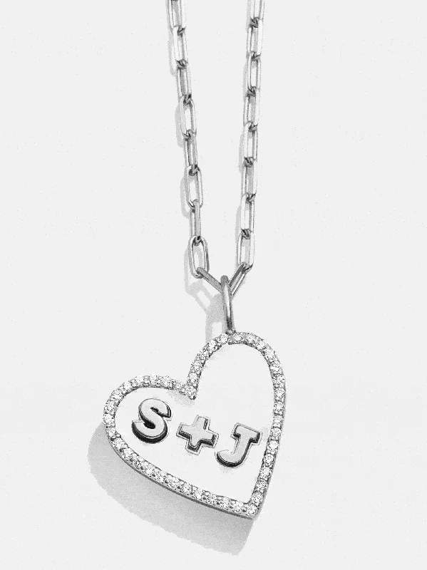 luxurious necklaces for women -Heart Sterling Silver Custom Reversible Necklace - Silver