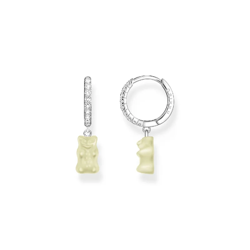 personalized earrings for women -THOMAS SABO Single hoop earring with white goldbears pendant & zirconia