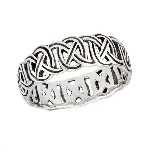 titanium rings for women -STERLING SILVER INTERWOVEN CELTIC KNOTS RING