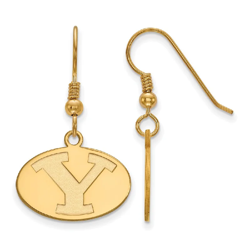 custom hoop earrings for women -14k Gold Plated Silver Brigham Young University Dangle Earrings