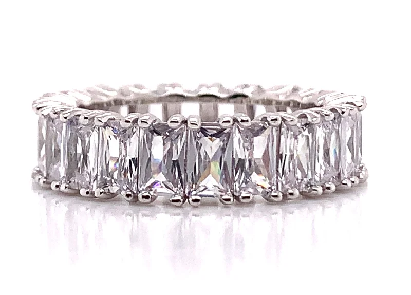 personalized wedding rings -Sterling Silver Full Baguette Cz Ring