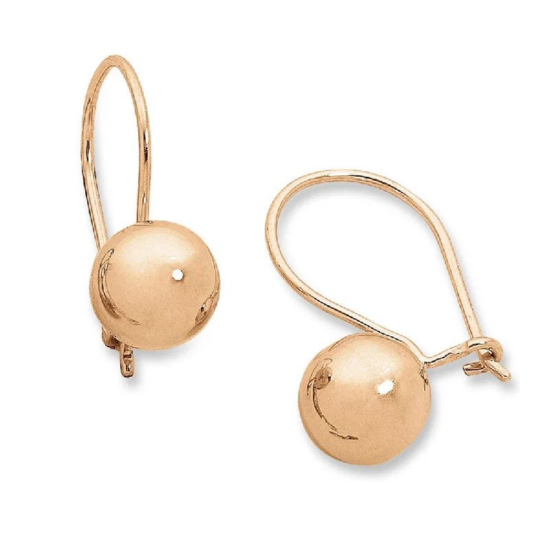 bold earrings for women -9ct Rose Gold Silver Infused Euro Ball Earrings 9.5mm