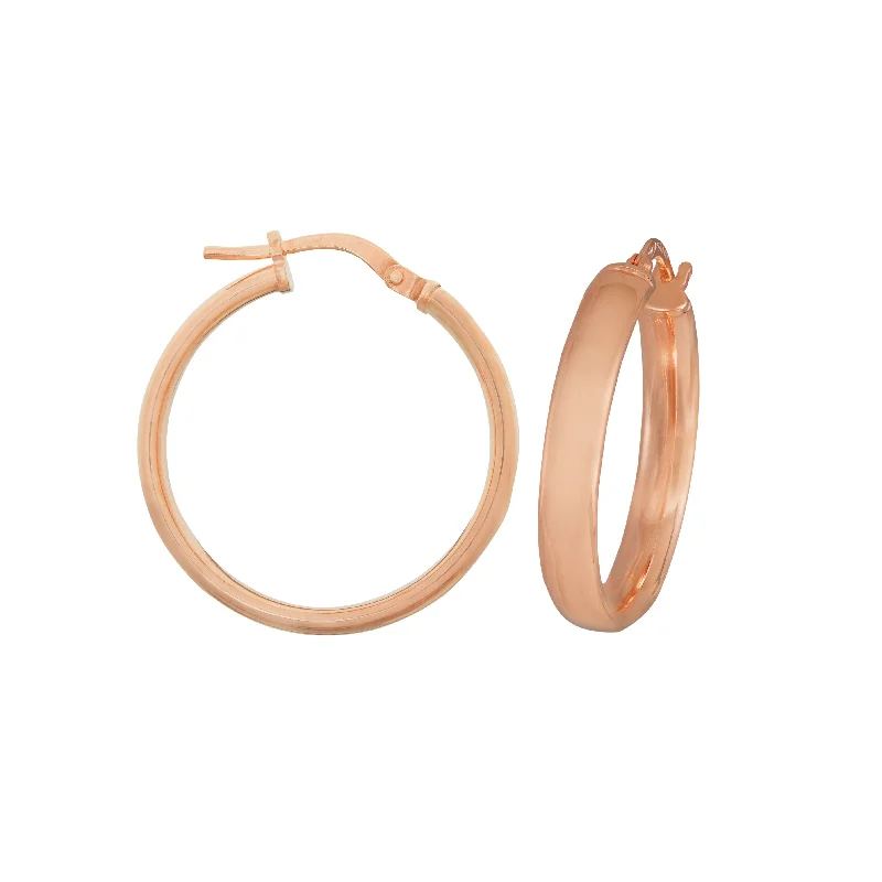 handmade hoop earrings for women -9ct Rose Gold Silver Infused Half Round Hoop Earrings 20mm