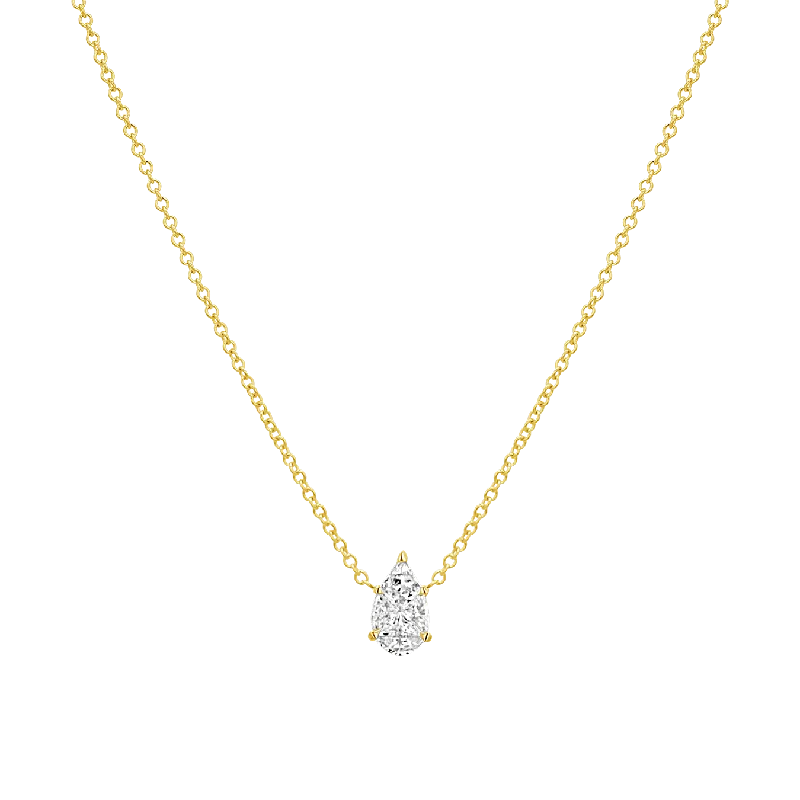 sapphire necklaces for women -Pear Shape Illusion Set Diamond Necklace