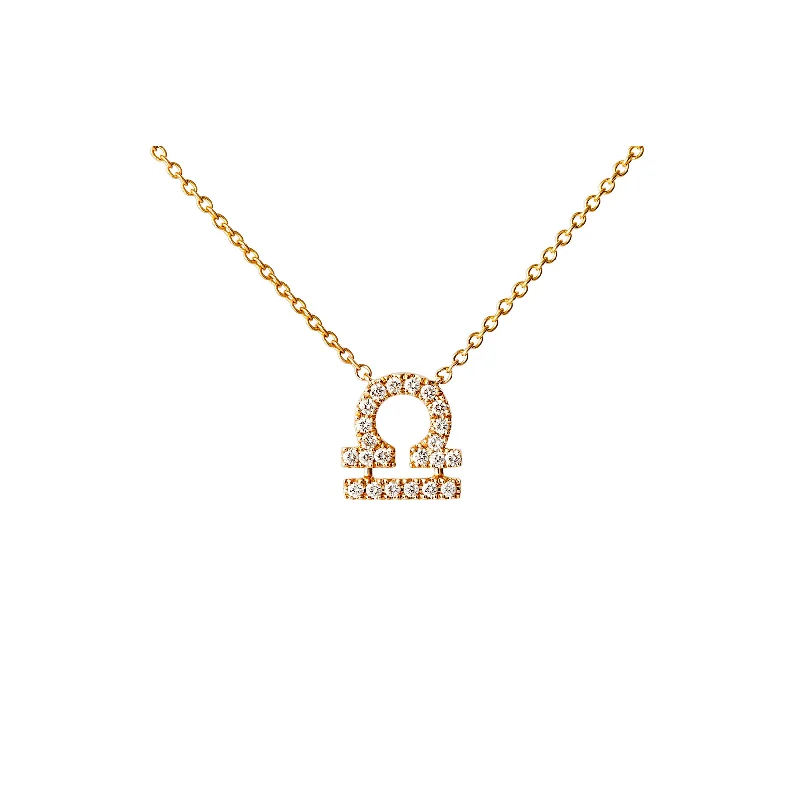 fine jewelry necklaces for women -Petit Sign Libra 18K Gold Necklace w. Diamonds