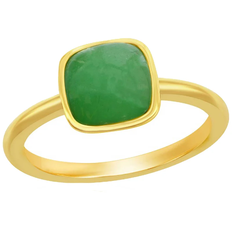 gemstone rings for women -Classic Women's Ring - YG Plated 8mm Cushion Jade Solitaire | W-2857