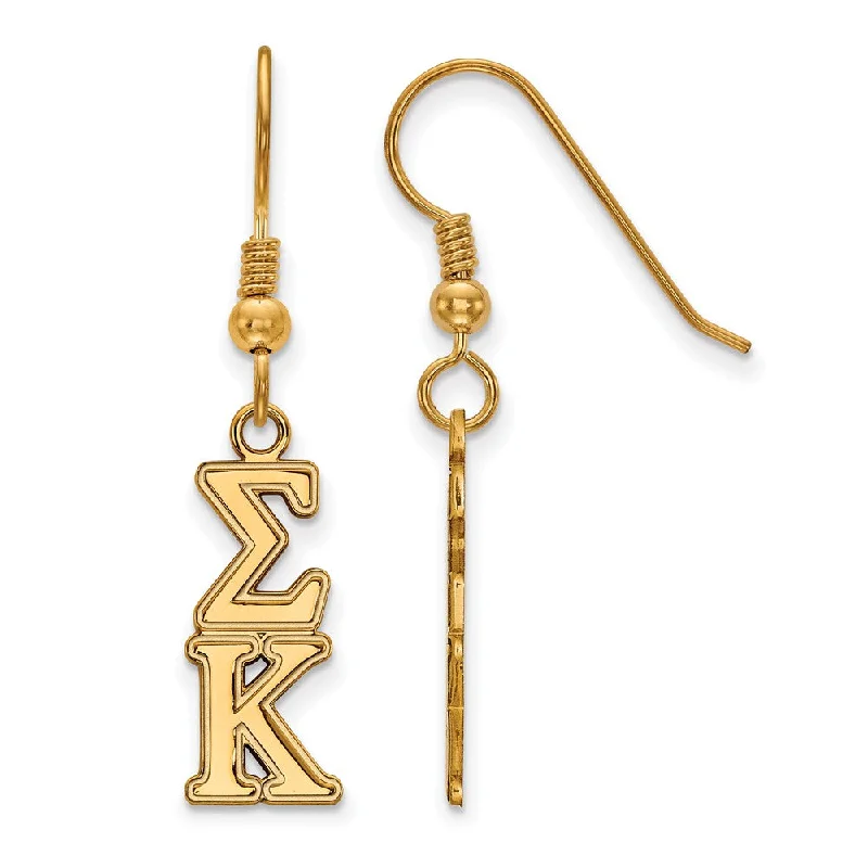 evening earrings for women -14K Plated Silver Sigma Kappa Dangle Small Earrings