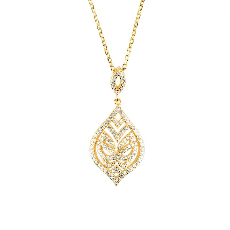 simple charm necklaces for women -Yellow Gold Tear Drop Necklace