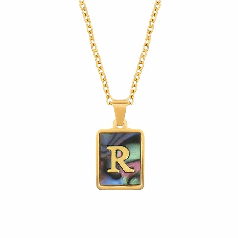 stunning necklaces for women -Abalone Initial Necklace