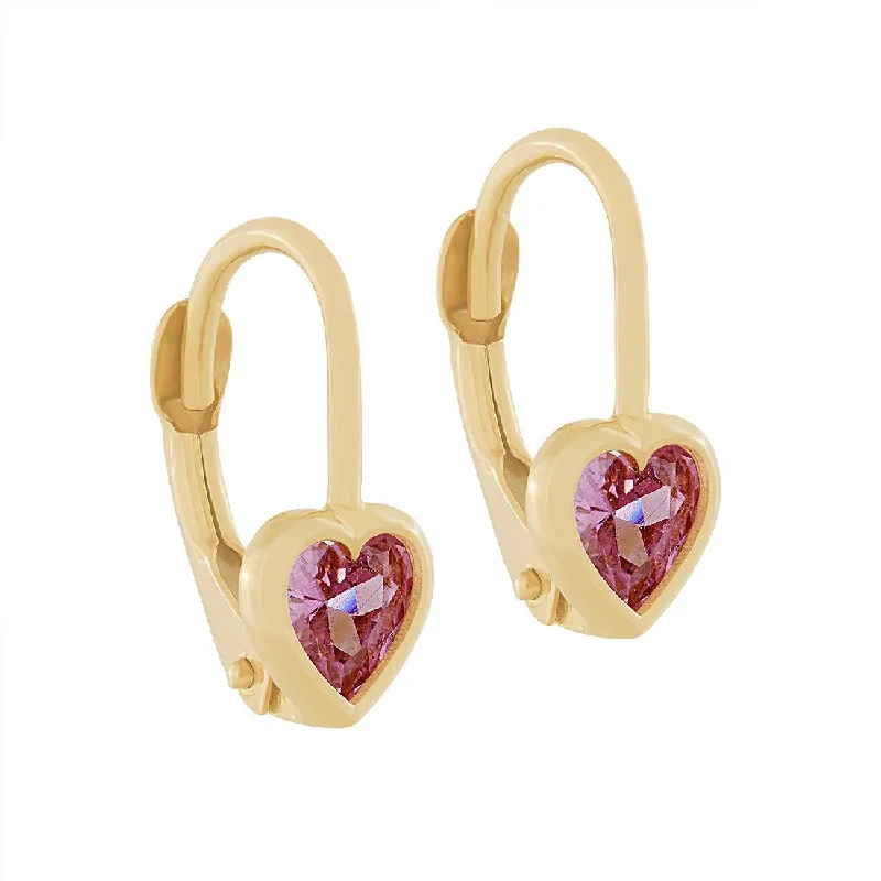 multi-colored earrings for women -9ct Yellow Gold Hoop Earrings with Pink Cubic Zircona